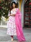 Virat Size Set Rayon Printed Anarkali Kurti With Bottom Dupatta